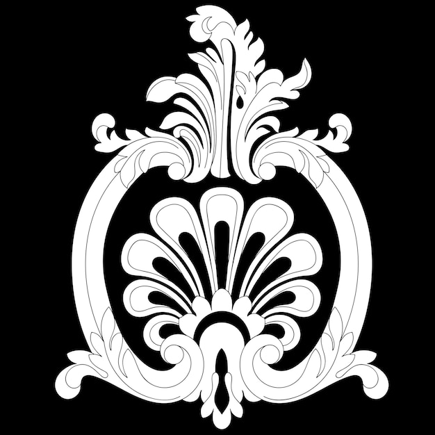 Ornamento de pergamino barroco de época con grabado de borde patrón floral retro en estilo antiguo
