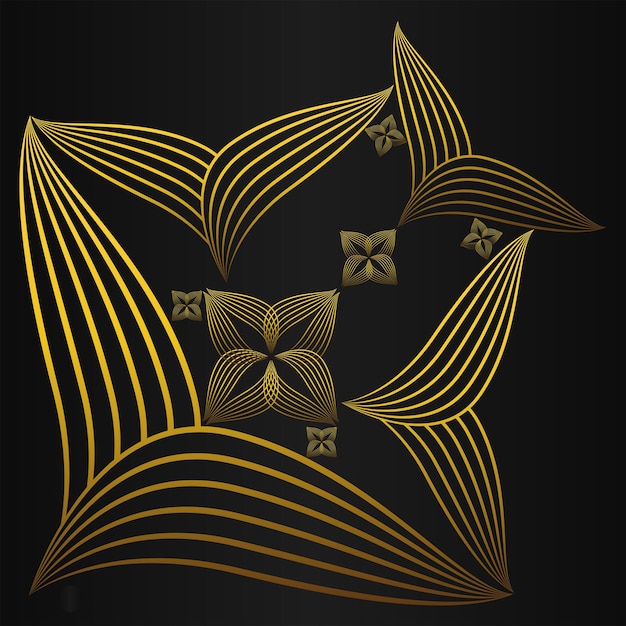 ornamento de pétalos de flores doradas de lujo