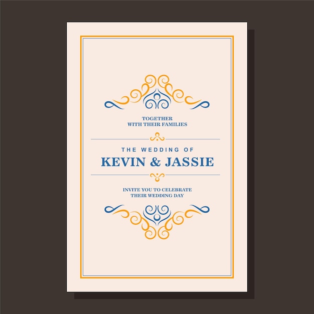 Ornamento plantilla de invitación de boda retro