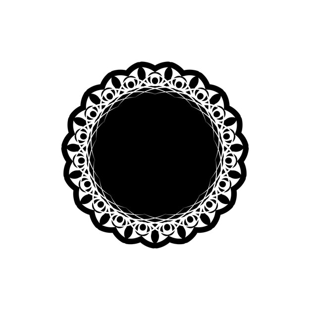 Ornamento redondo blanco negro mandala vintage para el diseño.