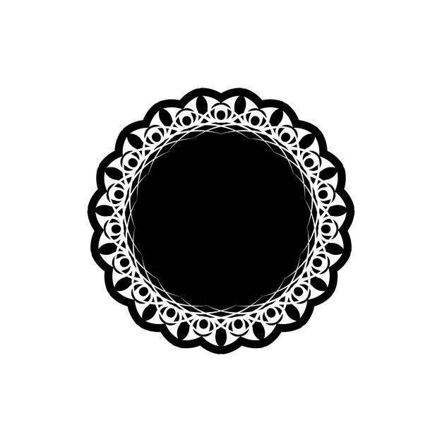 Ornamento redondo blanco negro mandala vintage para el diseño.