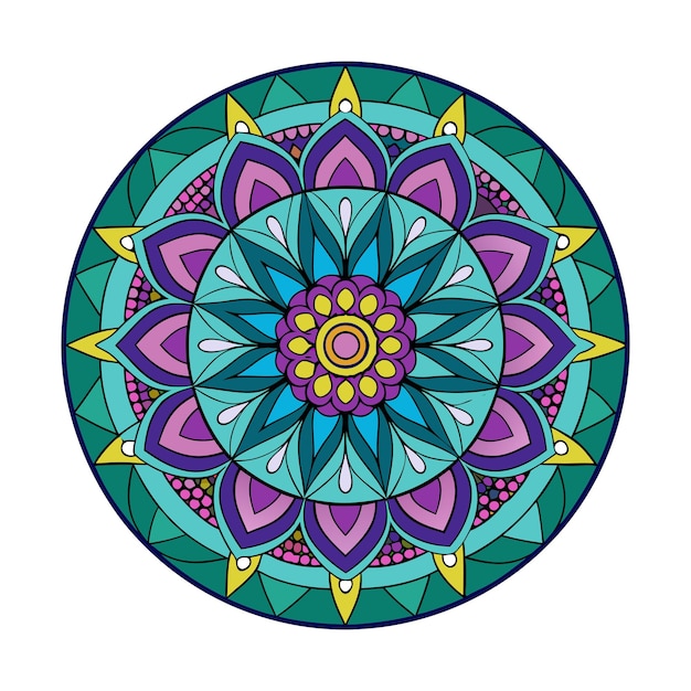 Ornamento redondo Diseño de mandala aislado sobre un fondo blanco