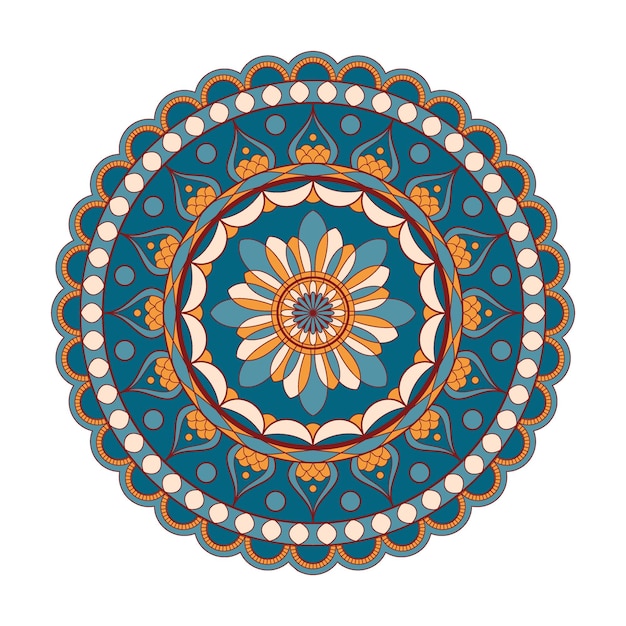 Ornamento redondo étnico decorativo mandala coloreado