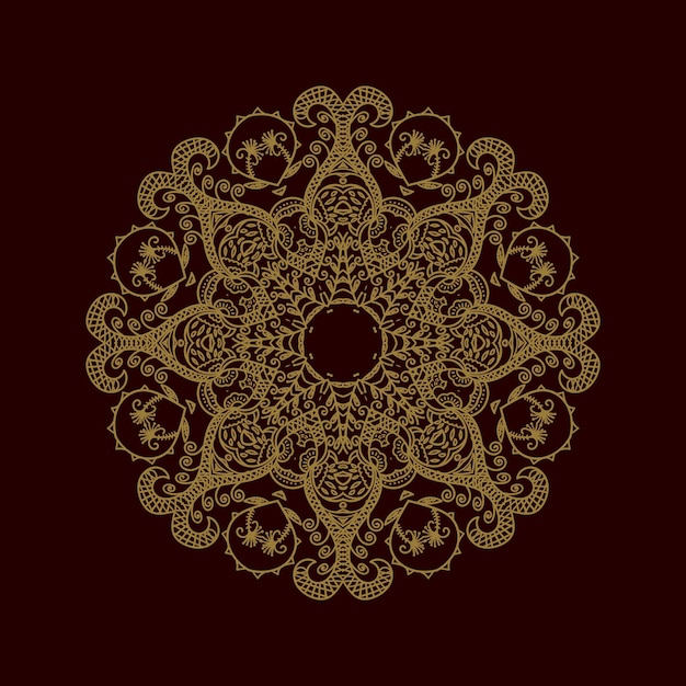Ornamento redondo Mandala Elemento decorativo vectorial negro y dorado