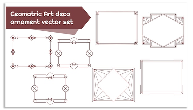 Ornamento retro geométrico Art Deco Diseño de conjuntos vectoriales
