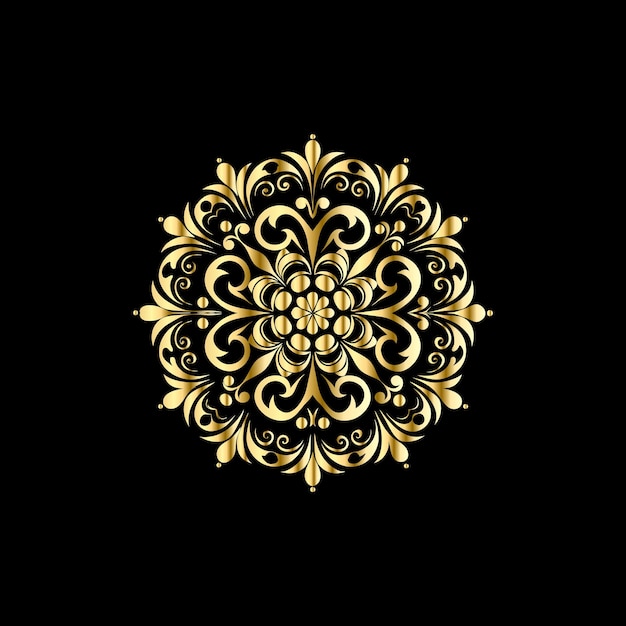 Ornamento tarjeta blanca negra con mandala Elemento de círculo geométrico hecho en vector Marco de oro de lujo