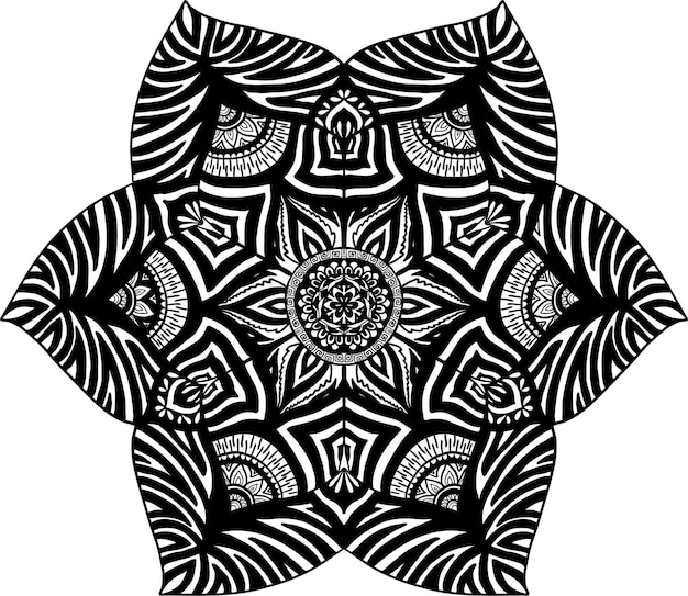 Ornamento de la tarjeta en blanco y negro con mandala. Elemento de círculo geométrico hecho en vector.
