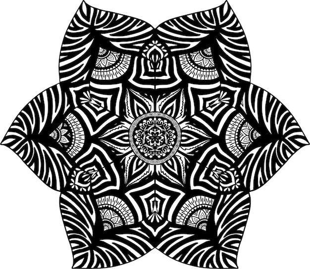 Ornamento de la tarjeta en blanco y negro con mandala. Elemento de círculo geométrico hecho en vector.