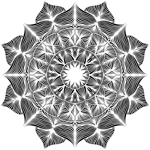 Ornamento de la tarjeta en blanco y negro con mandala. Elemento de círculo geométrico hecho en vector.