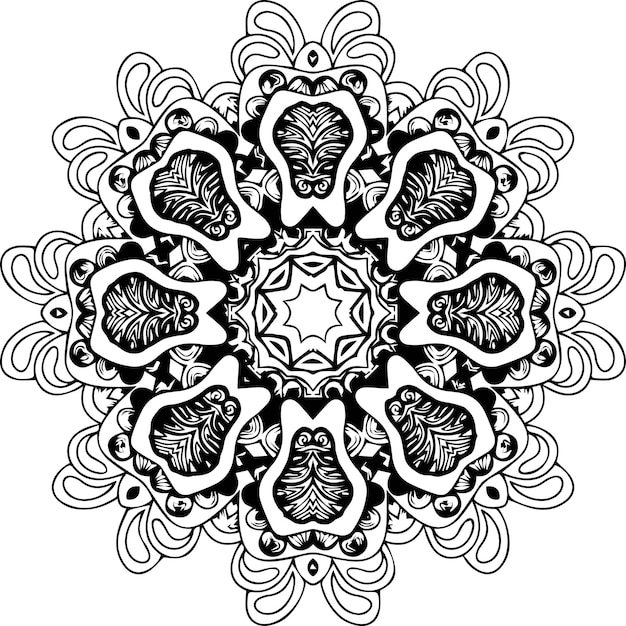 Ornamento de la tarjeta en blanco y negro con mandala. elemento de círculo geométrico hecho en vector.