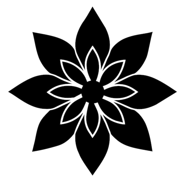 Ornamento vectorial floral silueta de color negro fondo blanco 112