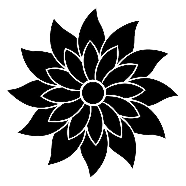 Ornamento vectorial floral silueta de color negro fondo blanco 93
