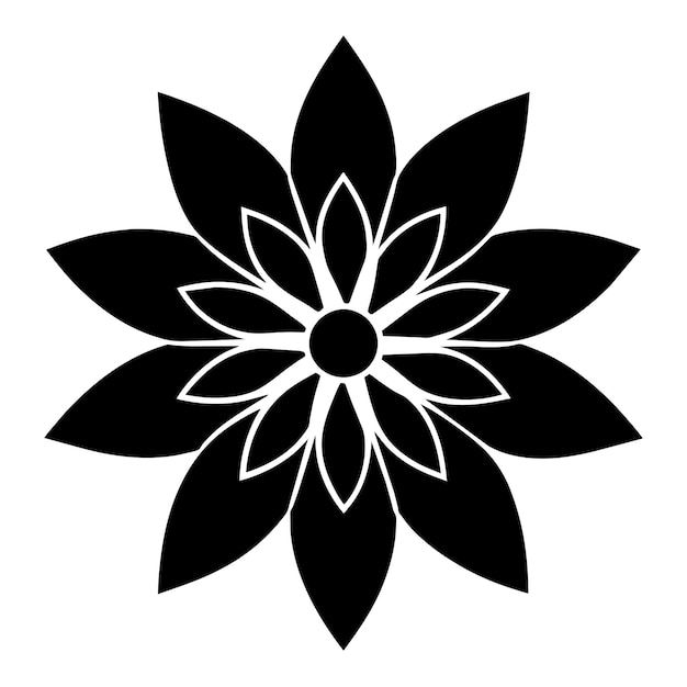 Ornamento vectorial floral silueta de color negro fondo blanco 97