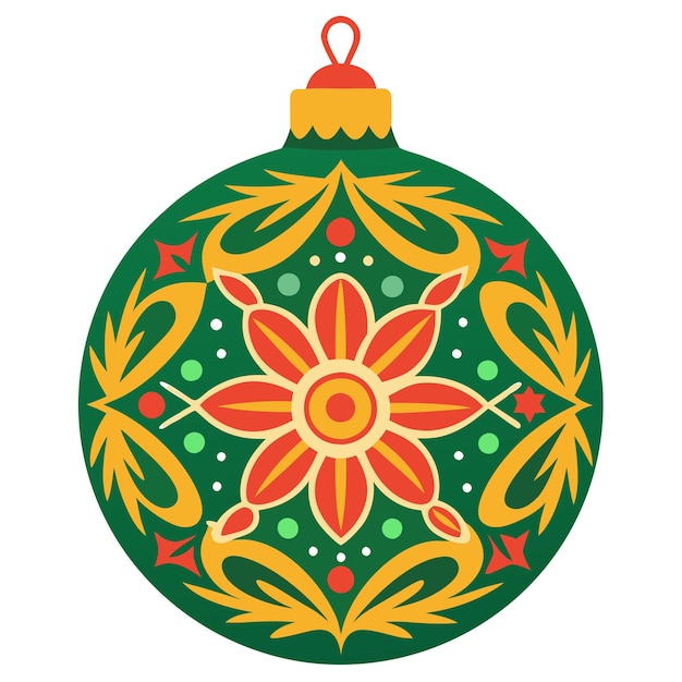 un ornamento verde con un diseño de flores en él