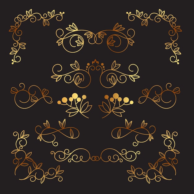 Ornamento vintage vectorial conjunto de elementos de diseño caligráfico decoración de páginas Calidad premium