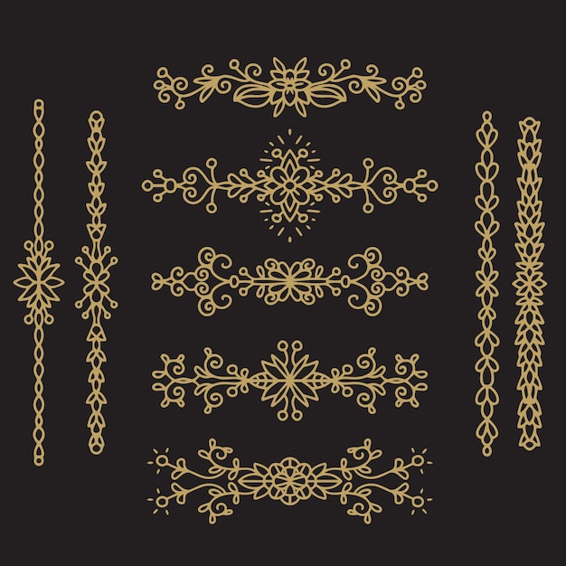 Ornamento vintage vectorial conjunto de elementos de diseño caligráfico decoración de páginas Calidad premium