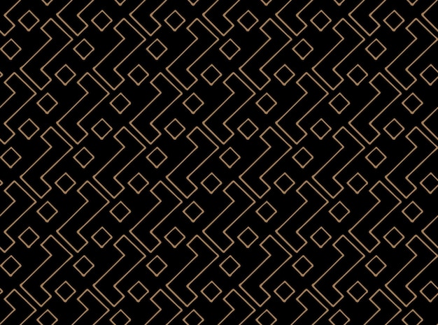 Ornamento en zigzag dorado dibujado a mano griega sin costuras en textura de patrón de fondo de lujo negro