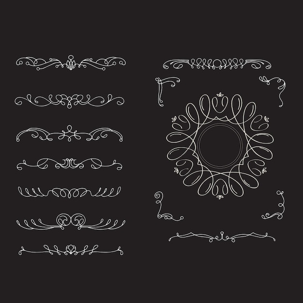 Ornamentos de álbumes de bodas dibujados a mano