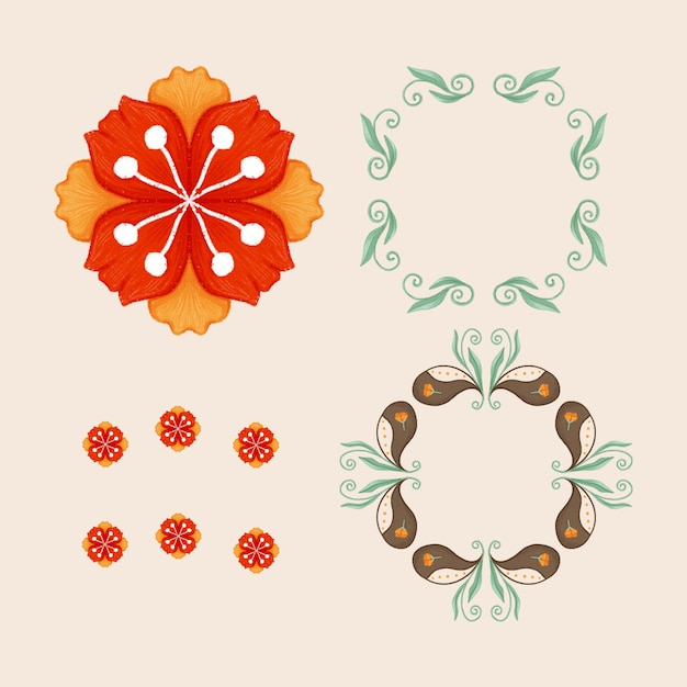 Ornamentos y arreglos florales de colores