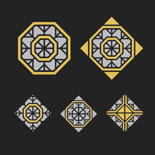 Ornamentos asiáticos conjunto de símbolos geométricos árabes vectoriales