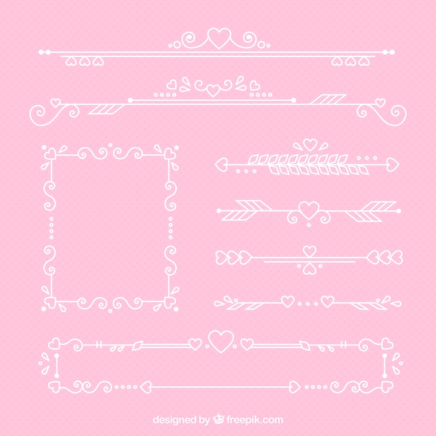 Vector ornamentos blancos de valentín