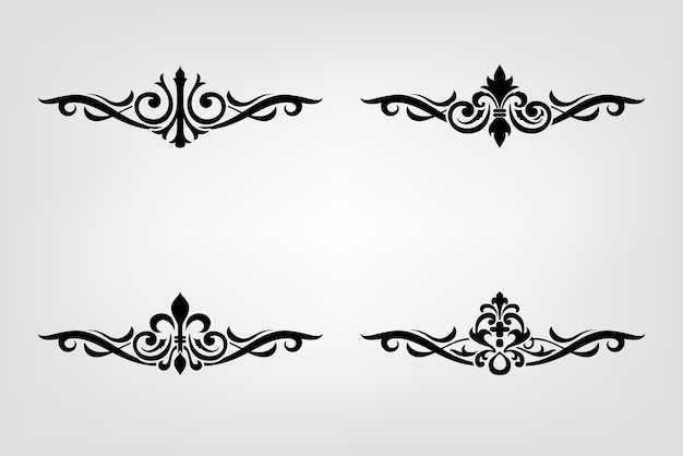 Ornamentos clásicos de bodas Vitage Marcos Elementos separadores dibujados a mano Ornamentan la caligrafía Cartel de estilo victoriano