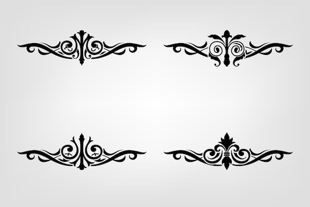 Ornamentos clásicos de bodas Vitage Marcos Elementos separadores dibujados a mano Ornamentan la caligrafía Cartel de estilo victoriano