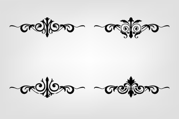 Ornamentos clásicos de bodas Vitage Marcos Elementos separadores dibujados a mano Ornamentan la caligrafía Cartel de estilo victoriano