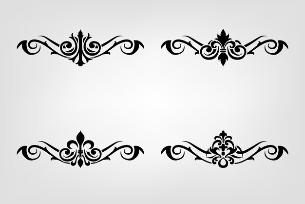Ornamentos clásicos de bodas Vitage Marcos Elementos separadores dibujados a mano Ornamentan la caligrafía Cartel de estilo victoriano