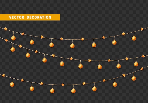 Ornamentos decorativos de Navidad. Girlandas de cintas festivas. Ilustración vectorial