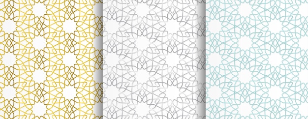 Ornamentos de estilo árabe con estampado sin costuras Estrellas orientales en color azul plateado dorado brillante