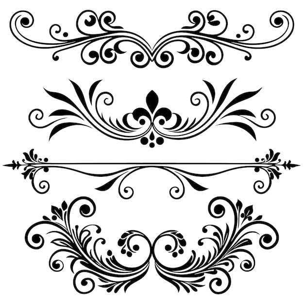 Ornamentos florales dibujados a mano por vectores