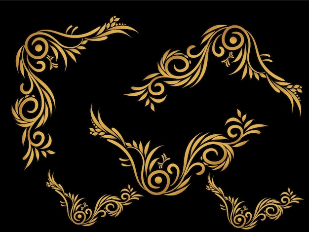 Ornamentos florales de oro en las esquinas