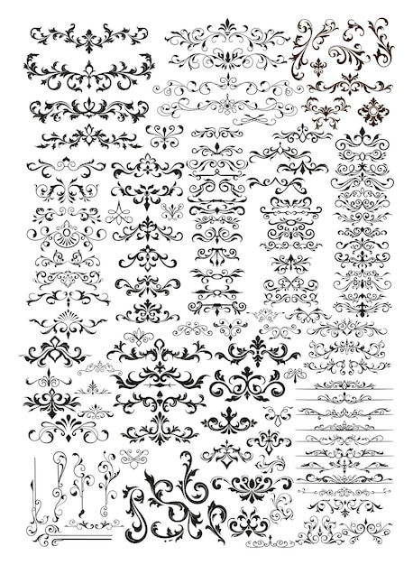 Ornamentos florales y remolinos