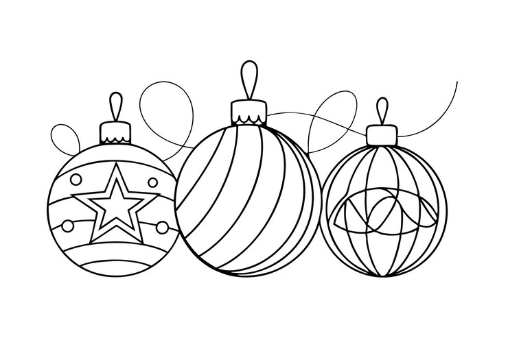 Vector ornamentos navideños ilustración de arte de línea vectorial sobre fondo blanco