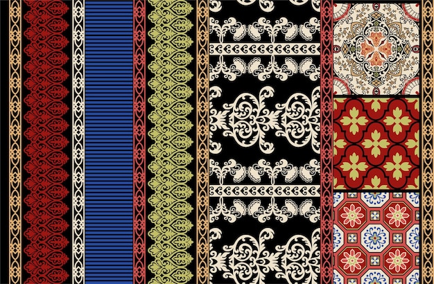 Ornamentos Patrón con diseño de repetición de paisley Dibujado a mano Arte vectorial