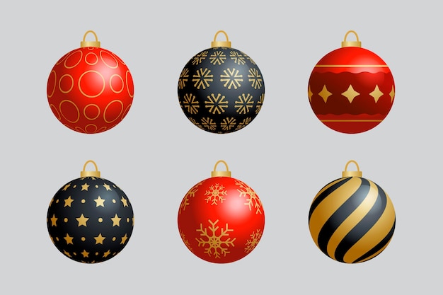 Ornamentos realistas para el baile de Navidad