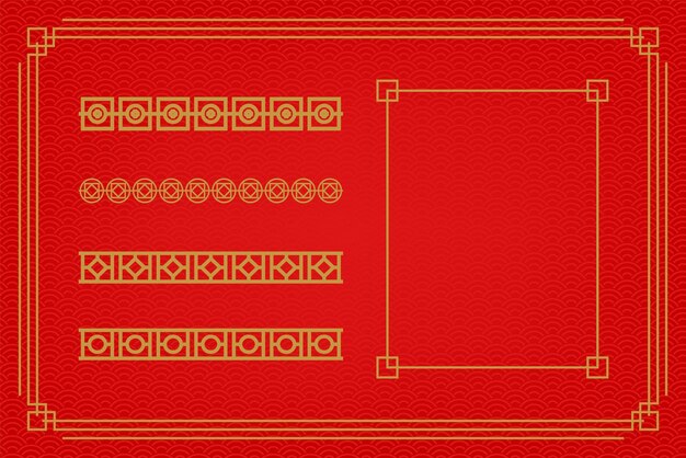 Ornamentos tradicionales chinos Conjunto de decoraciones del año lunar flores linternas nubes elementos e iconos