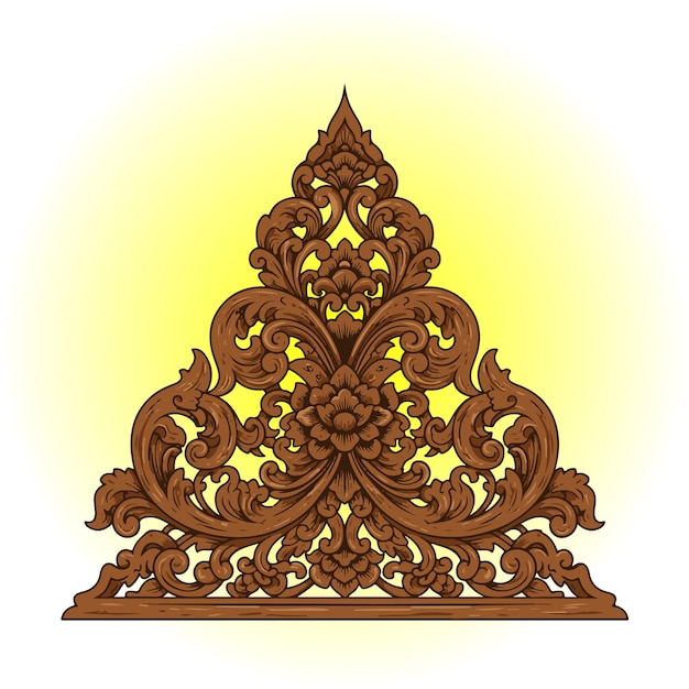 Ornate Wooden Architectural Ornament with Intricate Floral Carvings