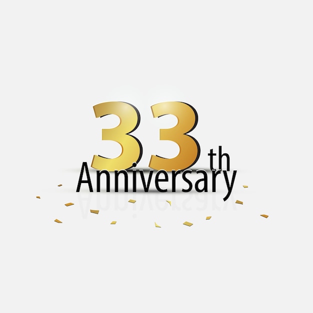 Oro 33 aniversario celebración elegante logo fondo blanco