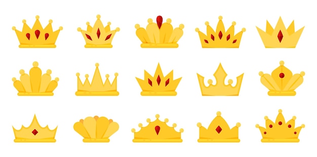 El oro de la corona es una preciosa decoración real. Glifo del gobernante campeón del poder. Símbolo heráldico de la insignia de regalía monárquica. Gobierno logo rey reina coronación icono aislado sobre fondo blanco