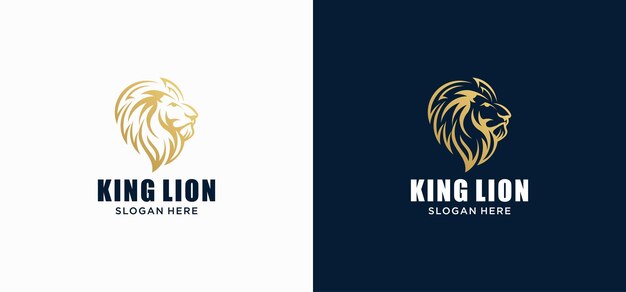Oro elegante león rey animal logo León logo vector ilustración marca identidad icono Plantilla