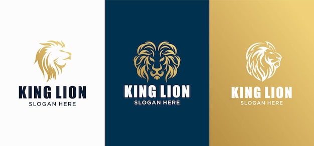 Oro elegante león rey animal logo León logo vector ilustración marca identidad icono Plantilla