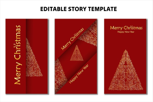 oro de lujo elegante para historias para navidad plantilla editable para tarjetas de felicitación e historias