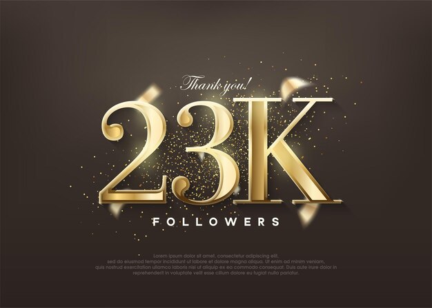 Vector oro de lujo gracias 23k seguidores saludos y festejos