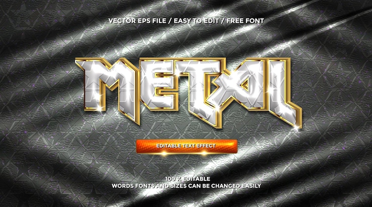 Vector oro metálico estilo de efecto de texto de renderización 3d
