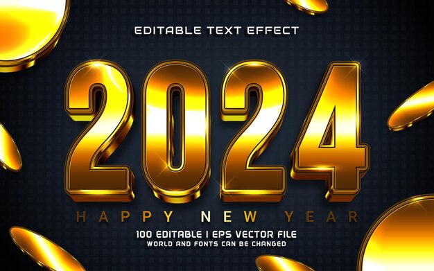 Vector oro moderno feliz año nuevo efecto de texto ilustración vectorial