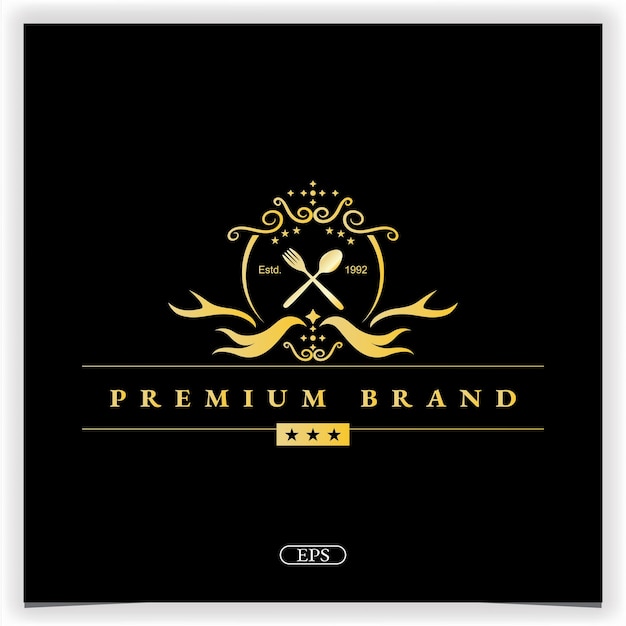 Oro restaurante logo premium elegante plantilla vector eps 10