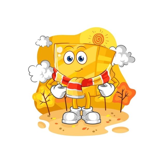 Oro en el vector de mascota de dibujos animados de otoño