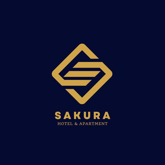 Oro vectorial gratuito moderno y sencillo logotipo de hotel y complejo